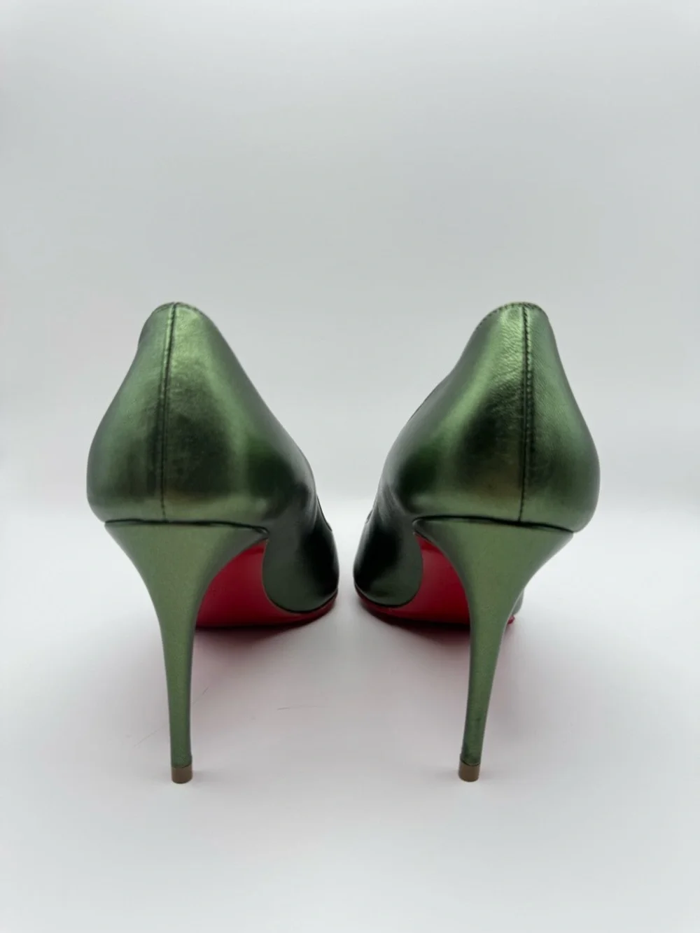 Christian Louboutin Kate 100 Metallic Green Forest Pumps Heels EU 37 - Picture 13 of 13